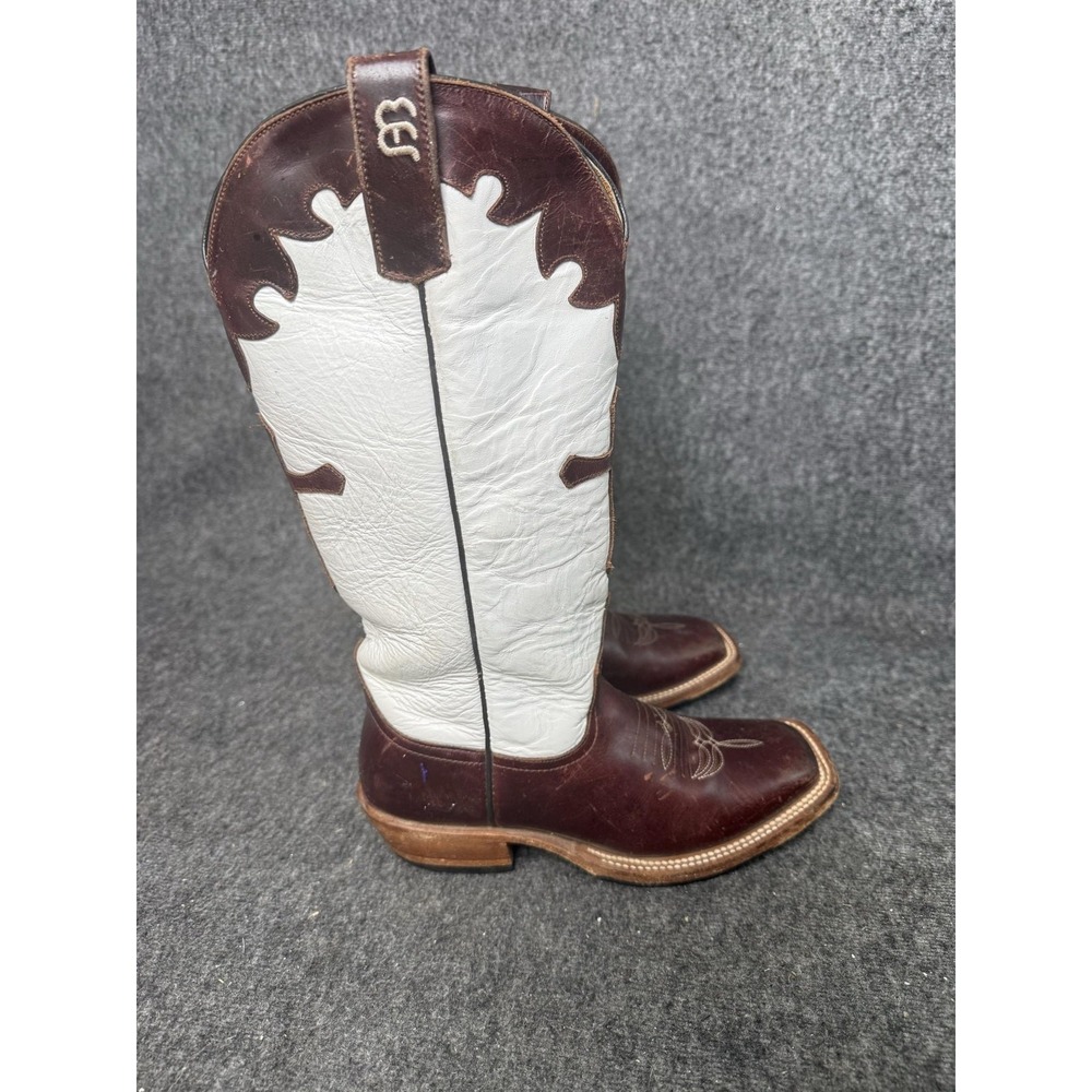 Anderson Bean Boots Youth Size 2 Brown White Western Cross Square Toe 67002